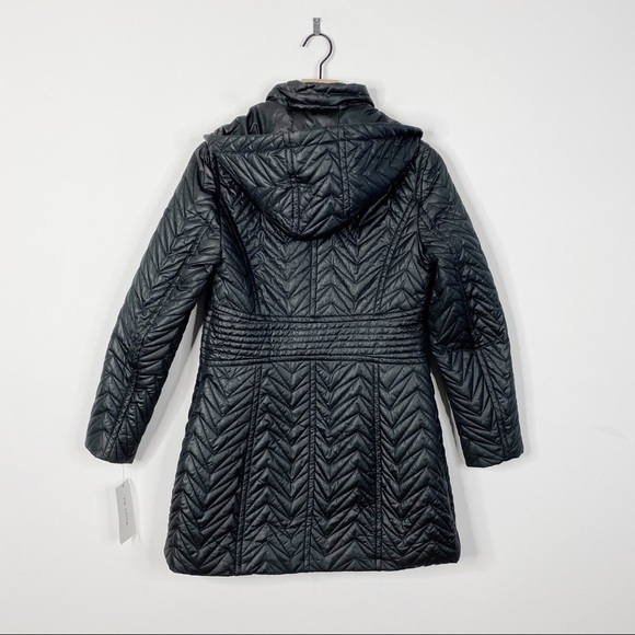 Via Spiga Zig Zag Black Quilted Zip Up Jacket Coat - Picture 4 of 9